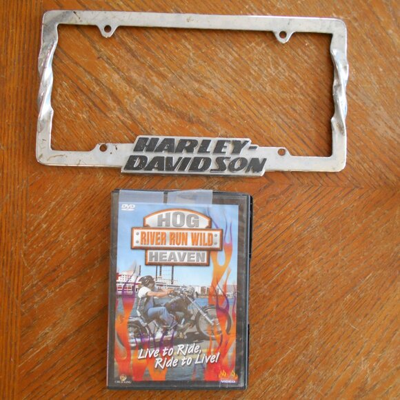 Harley Davidson License Plate Frame & DVD  --Used - Picture 2 of 4